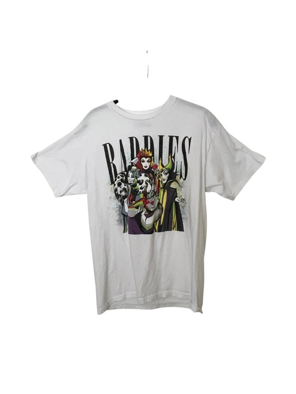 Disney Women's White M Baddies Villains Graphic T-Shirt Cotton Crew Neck Top